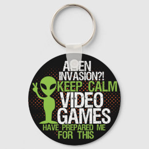 Keep Calm Alien Invasion Funny Gamers Sleutelhange Sleutelhanger