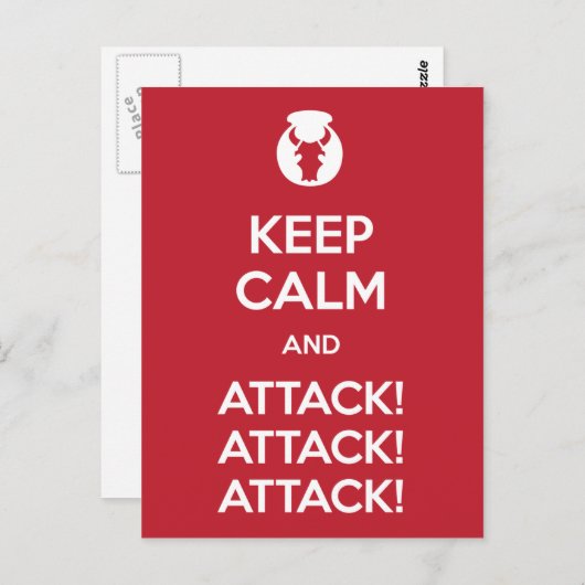 Keep Calm and Attack3x Briefkaart (Voorkant / Achterkant)