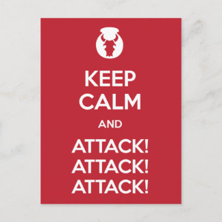 Keep Calm and Attack3x Briefkaart