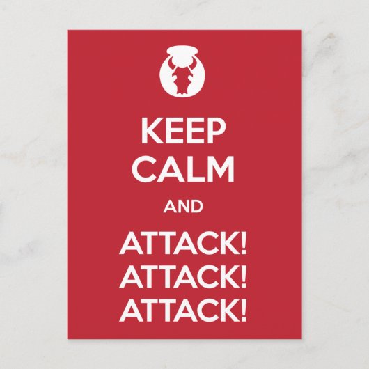 Keep Calm and Attack3x Briefkaart (Voorkant)