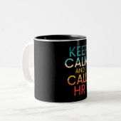 Keep Calm And Call HR Funny Human Resources Tweekleurige Koffiemok (Voorkant links)
