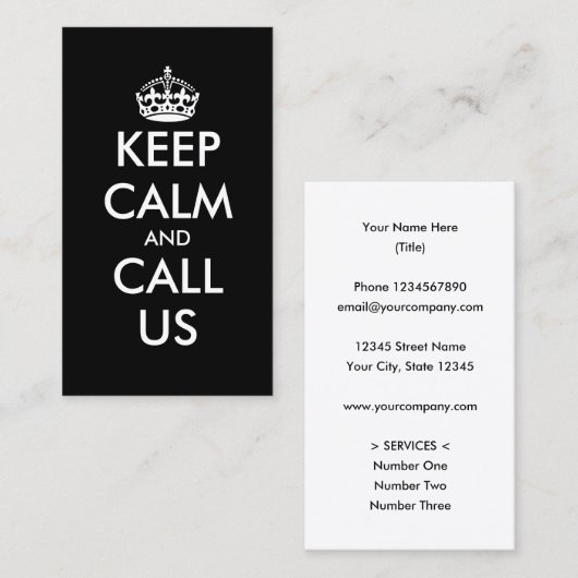 Keep Calm And Call Us visitekaartje logo sjabloon (Voorkant / Achterkant)