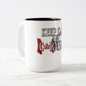 Keep Calm and Carney On Tweekleurige Koffiemok (Voorkant links)