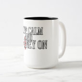 Keep Calm and Carney On Tweekleurige Koffiemok (Voorkant rechts)