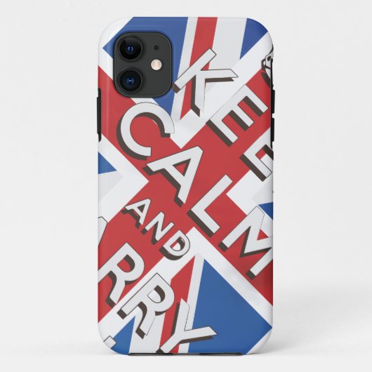 Keep Calm and Carry On Britse Vlag Case-Mate iPhone Case (Achterkant)