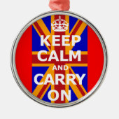 KEEP CALM AND CARRY ON METALEN ORNAMENT (Voorkant)