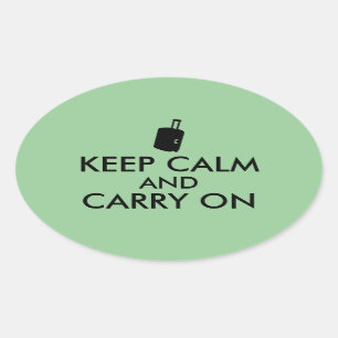 Keep Calm and Carry On Travel Custom
 Ovale Sticker