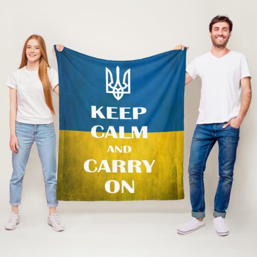 Keep calm and carry on Ukrainian emblem trident  Fleece Deken (In situ)