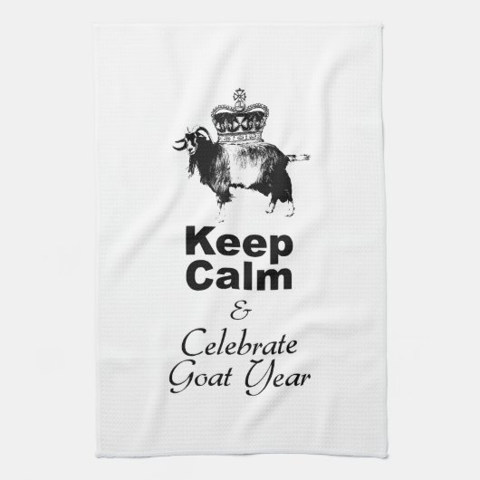 Keep Calm and Celebrate Goat Year 2027 KT Theedoek (Verticaal)