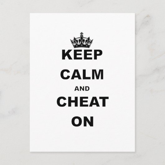 KEEP CALM AND CHEAT ON BRIEFKAART (Voorkant)