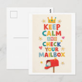 "Keep Calm and Check Your Mailbox" Briefkaart (Voorkant / Achterkant)