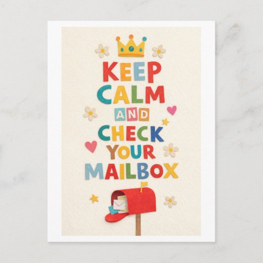 "Keep Calm and Check Your Mailbox" Briefkaart (Voorkant)