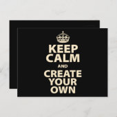 Keep Calm and Create Your Own Briefkaart (Voorkant / Achterkant)