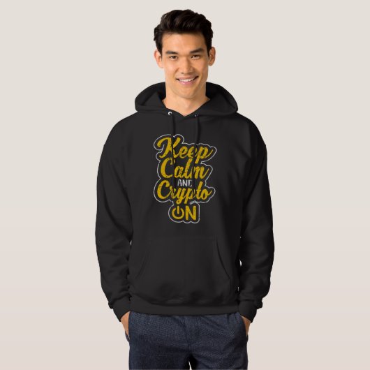 Keep Calm and Crypto On Bitcoin BTC Cryptocurrency Hoodie (Voorkant volledig)