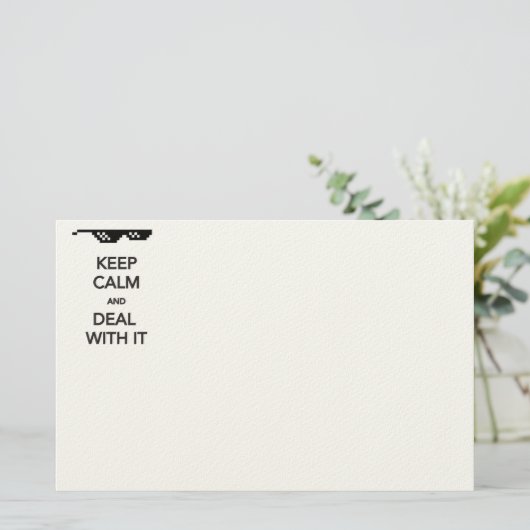 KEEP CALM and Deal with It Briefpapier (Staand voorkant)