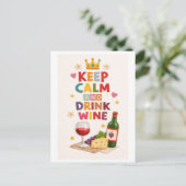 "Keep Calm and Drink Wine" Briefkaart (Staand voorkant)