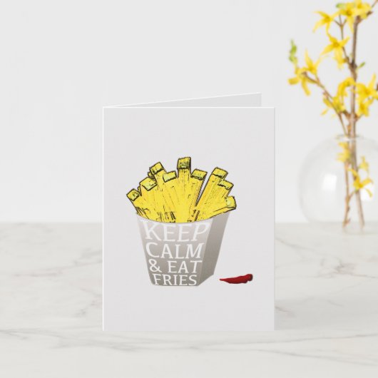 Keep Calm and Eat Fries Art Pop Kaart (Gele Bloem)