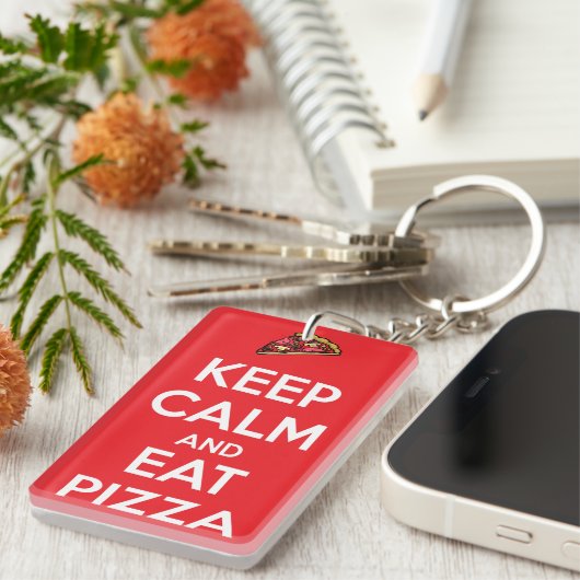 Keep Calm and Eat Pizza 2 Sleutelhanger (Voorkant Rechts)