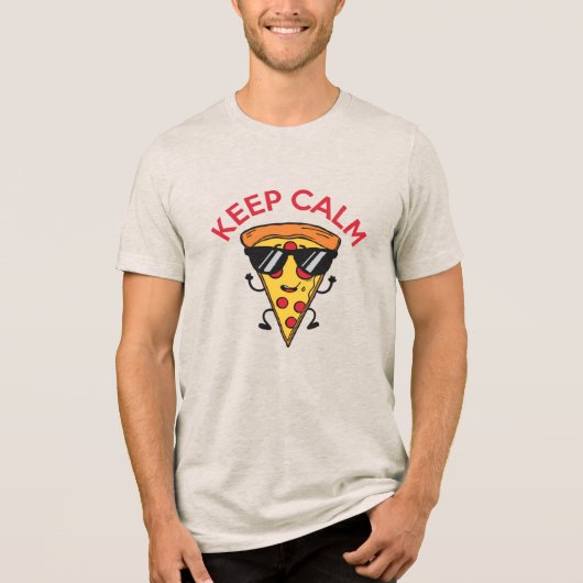 Keep Calm and Eat Pizza Tri-Blend Shirt (Voorkant)