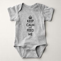 Keep Calm and Feed Me grappig grijs baby bodysuit