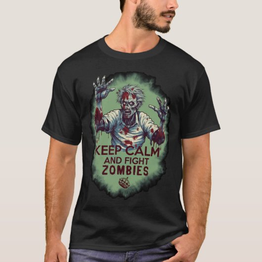 "Keep Calm and Fight Zombies" T-shirt (Voorkant)