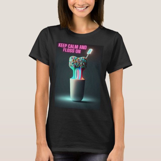 Keep Calm and Floss On Dentist T-shirt (Voorkant)