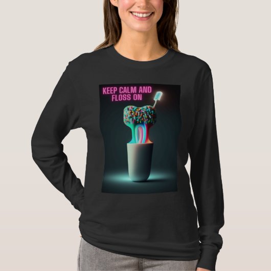 Keep Calm and Floss On Dentist T-shirt (Voorkant)