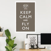 Keep Calm and Fly On Steampunk Dirigible on Slate Poster (Thuiskantoor)