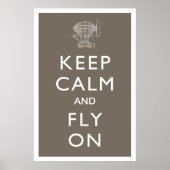 Keep Calm and Fly On Steampunk Dirigible on Slate Poster (Voorkant)