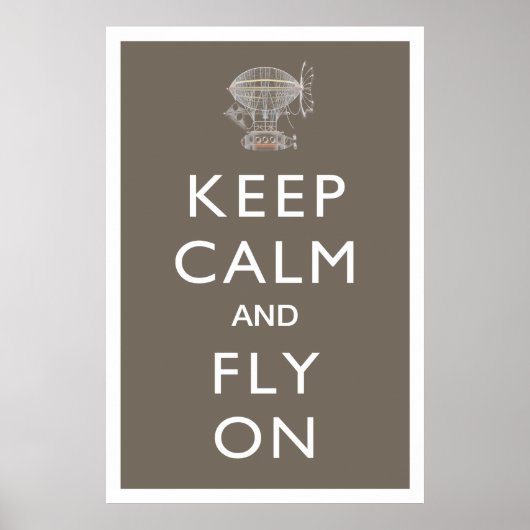Keep Calm and Fly On Steampunk Dirigible on Slate Poster (Voorkant)