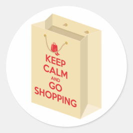 Keep Calm and Go Shopping (bag1) Ronde Sticker
