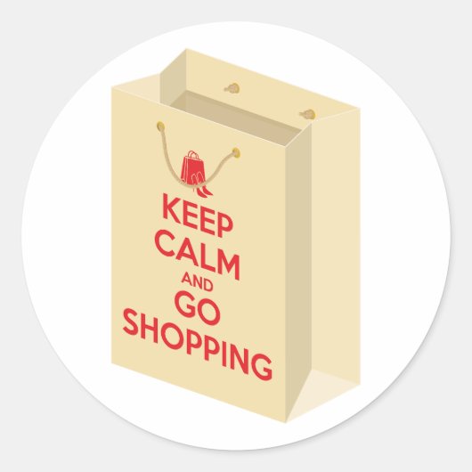 Keep Calm and Go Shopping (bag1) Ronde Sticker (Voorkant)