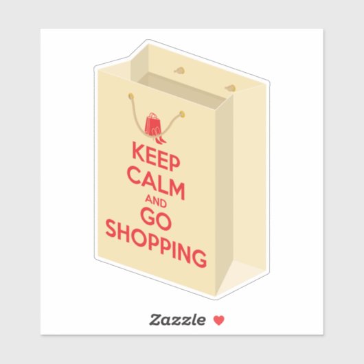 Keep Calm and Go Shopping (bag1) Sticker (Vel)