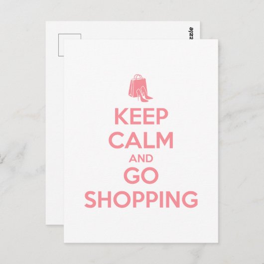 Keep Calm and Go Shopping Briefkaart (Voorkant / Achterkant)