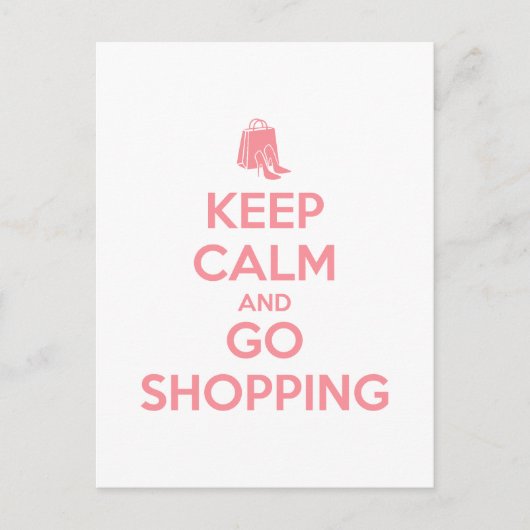 Keep Calm and Go Shopping Briefkaart (Voorkant)