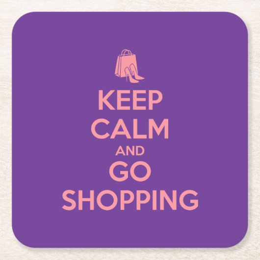 Keep Calm and Go Shopping Kartonnen Onderzetters (Voorkant)