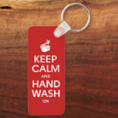 Keep Calm And Hand Wash On - Washing Hygiene Flu   Sleutelhanger (Achterkant)