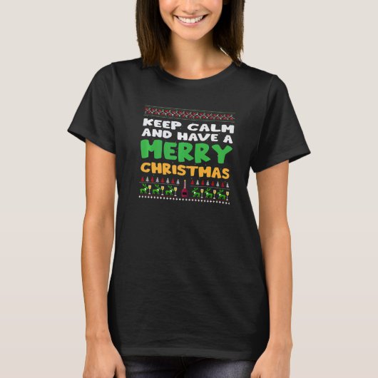 Keep Calm and Have a Merry Christmas Santa PJ Cost T-shirt (Voorkant)