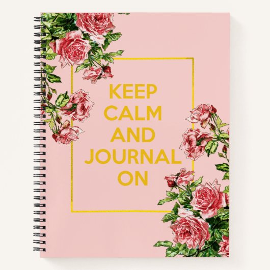 Keep Calm and Journal On Gold Pink Journal Notitieboek (Voorkant)