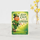 Keep Calm and Leprechaun St. Patrick's Day Card Kaart (Gele Bloem)