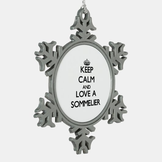 Keep Calm and Love a Sommelier Tin Sneeuwvlok Ornament (Links)