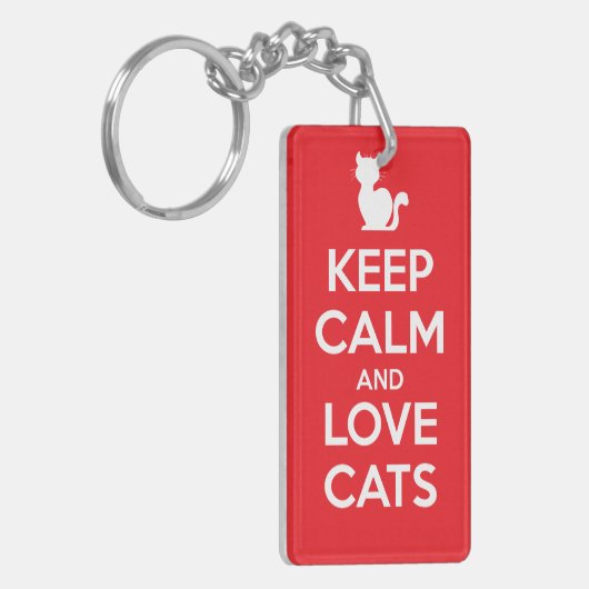 Keep Calm and Love Cats Sleutelhanger (Voorkant Links)