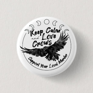 Keep Calm and Love Crows knop Ronde Button 3,2 Cm