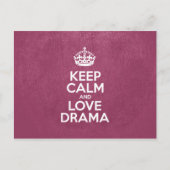 Keep Calm and Love Drama, Roze leder, Typografie Briefkaart (Voorkant)