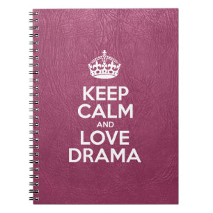Keep Calm and Love Drama, Roze leder, Typografie Notitieboek