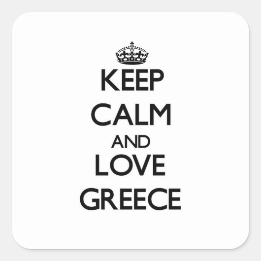 Keep Calm and Love Greece Vierkante Sticker (Voorkant)
