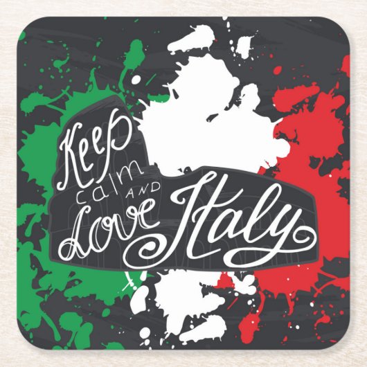 Keep Calm and Love Italy Kartonnen Onderzetters (Voorkant)