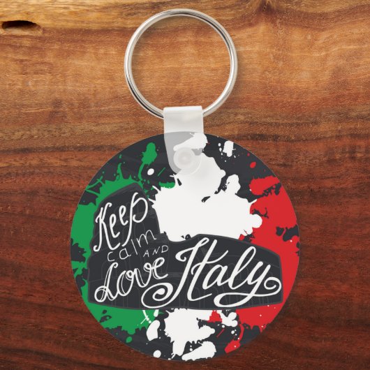 Keep Calm and Love Italy Sleutelhanger (Voorkant)