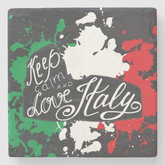 Keep Calm and Love Italy Stenen Onderzetter (Voorkant)