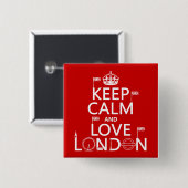Keep Calm and Love London Vierkante Button 5,1 Cm (Voorkant /achterkant)